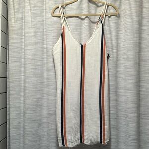 Blue & Orange Striped Dress - Raw Hem